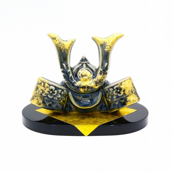 五月人形 コンパクト 陶器 小さい 兜 かぶと / 窯変兜（渋緑）MK254