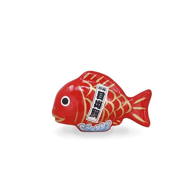 鯛 魚 縁起物 置物 昭和 レトロ ビンテージ アンティーク ヴィンテージ お魚型 目出鯛 1号 / 張り子 招福 置物 お正月 縁起物 和紙製 赤色