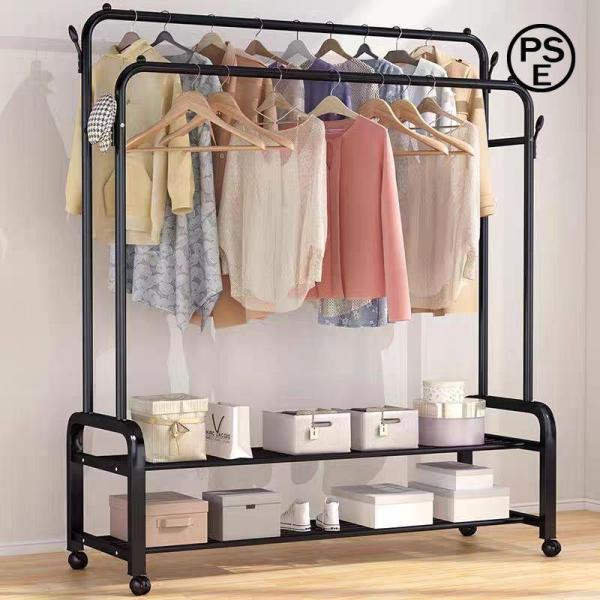 ハンガーラック フック付き 全20タイプ 衣類収納 洋服掛け 高耐荷重 大容量 頑丈 2段 シンプル ル 多機能 パイプハンガー キャスター付き