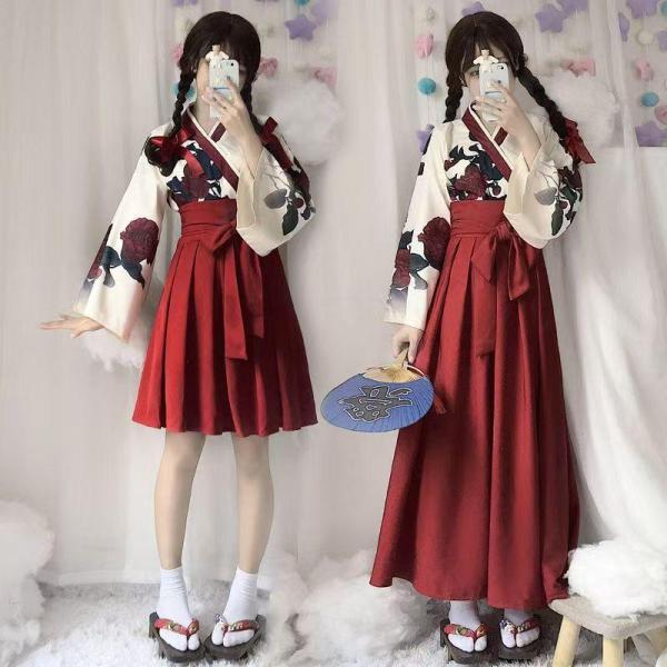 ワンピース 衣装 仮装 浴衣 着物 和服 ハロウィン衣装 コスチューム 大人用  袴風 ゴスロリ 巫女 衣装 和風