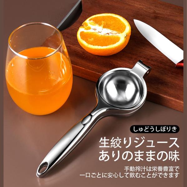 ハンドジューサー 亜鉛合金製 単純な使用 洗浄が便利 家庭用 フルーツ レモン絞り器 シルバー