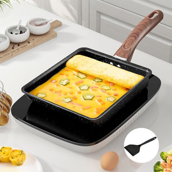 卵焼きフライパン 全熱源対応 13×18cm ターナー付き 2点セット 軽量・焦げ付きにくい IH/ガス火対応