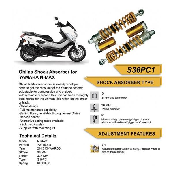 ヤマハ NMAX125 NMAX155 オーリンズ サスペンション S36PC1 2622 ヤマハ NMAX125 NMAX155 オーリンズ サスペンション S36PC1 2622