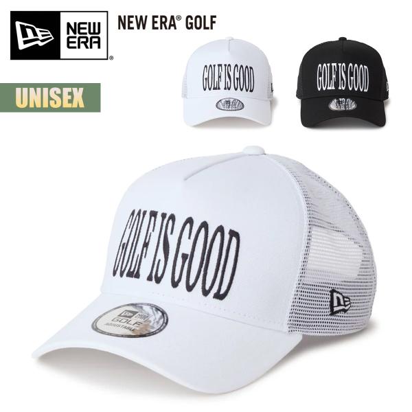 ニューエラ ゴルフ キャップ 帽子 NEW ERA GOLF 9FORTY A-Frame Tracker Golf is good メッセージロゴ 刺繍 ユニセックス サイズ調整 カーブバイザー 抗菌 白 黒