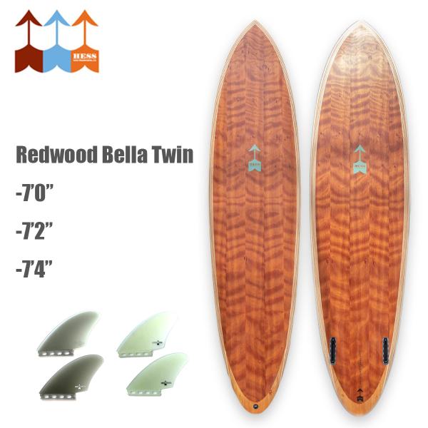 ヘス サーフボード HESS SURFBOARDS レッドウッド ベラ ツイン ウッドボード 木製 Redwood Bella Twin ダニーヘス 7.0ft 7.2ft 7.4ft ファンボード ツインフィン