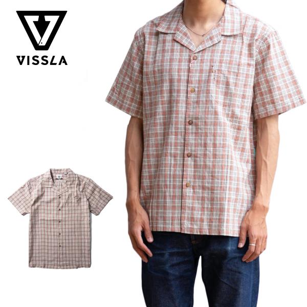 ヴィスラ カジュアルシャツ メンズ VISSLA Undefined Lines Eco S/S Shirt アンディファインド ラインズ エコ 半袖 シャツ トップス ビーチ カジュアル
