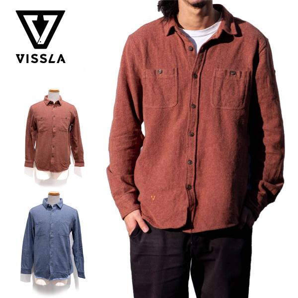 ヴィスラ フランネルシャツ メンズ VISSLA Shaver LS Flannel シェイバー ネルシャツ 無地 長袖 ビーチ サーフスタイル コットン 大人カジュアル ユニセックス