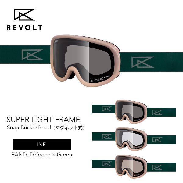 ■REVOLT SUPER LIGHT FRAME　- INF（LTD） -リボルト スーパーライトフレーム　アイエヌエフフレームカラー：INF（ベージュ系）バンドカラー：D.Green x Green（ダークグリーン/グリーン系）【レンズ...