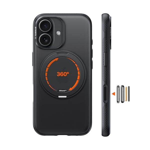 TORRAS iPhone 17 用ケース カチカチ・多機能360度回転スタンドリング