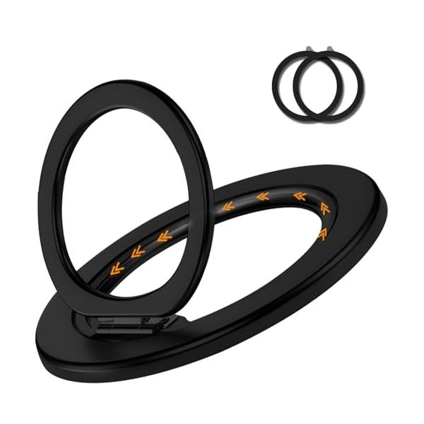 ブラック/-/-・Color:ブラック・【超強力マグネット】スマートフォンリングは、最大約1000gの荷重に耐えられる強力N52なマグネットを採用 iPhone MagSafe シリーズ本体や MagSafe 対応のスマホケースに簡単に吸着...