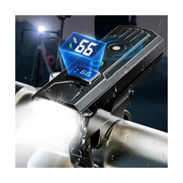 自転車 ライト 充電式 超高輝度 オートライト 充電式 自転車ライト 2000ルーメン 光センサー 自動点灯 180°大ワイド照明 IPX5防水