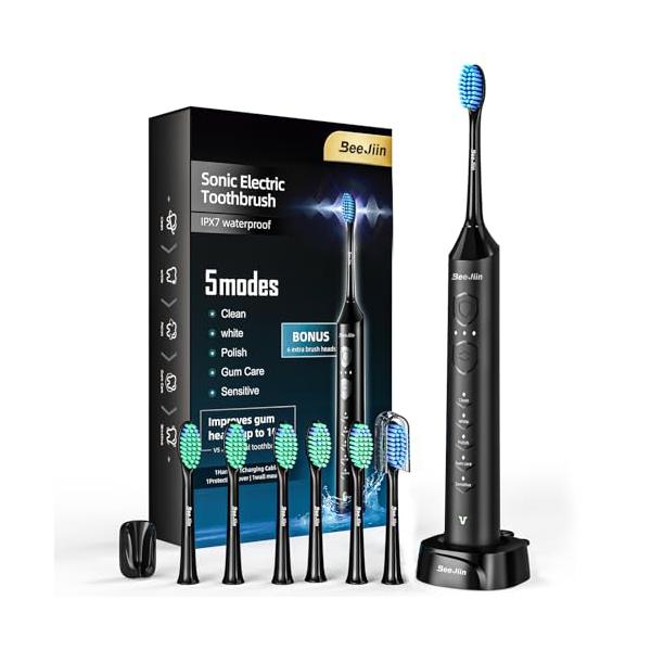 電動歯ブラシ 歯ブラシ Beejiin 音波歯ブラシ ソニック USB充電式 IPX7