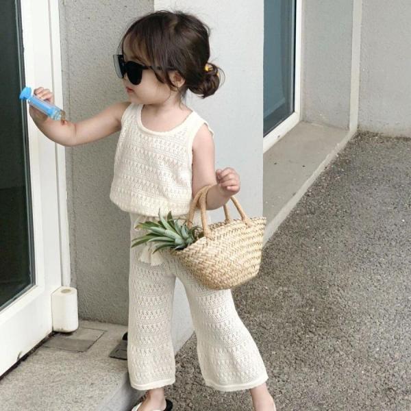 キッズ　サマーニットセットアップ　韓国子供服　90cm?140cm