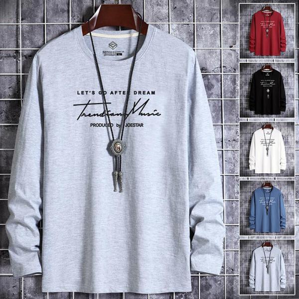 Tシャツ メンズ ロングTシャツ ロンT 長袖 メンズ 秋服 Tシャツ Vネック クルーネック カットソー ス スリム アメカジ 秋