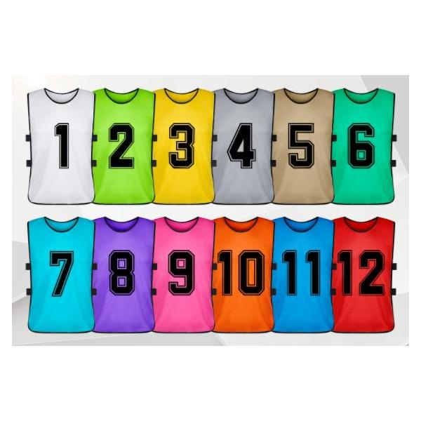 ビブス 20枚セット 大人用 子ども用 1-20 番号入り サッカー : 正也