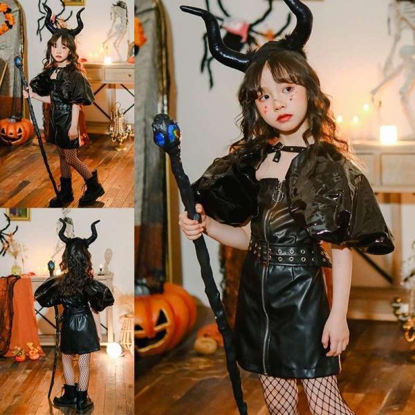 ゴスロリ ワンピース 黒 ドレス ハロウィン衣装 仮装 子供服 魔女 コスプレ ゴシック ロリータ ゴス パンク ファッション ハロウィン 原宿