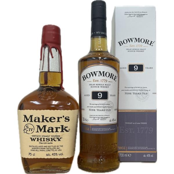 BOWMORE　12年　　メーカーズマーク　２本セット ウイスキーセット 送料無料 飲み比べ 2本セット メーカーズ