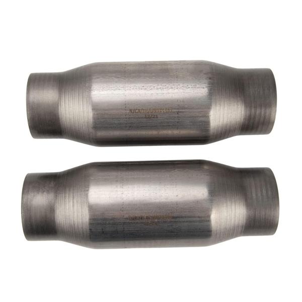 【並行輸入品】KAX 触媒コンバーター ステンレススチールとセラミック素材 2個 3インチ ユニバーサルラウンド触媒コンバーター ハイフロー ス