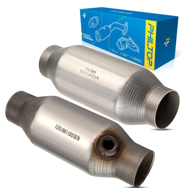【並行輸入品】PHILTOP 触媒コンバーター 2.5インチ入口/出口用 ユニバーサル ハイフロー ステンレススチール 触媒コンバーター PHI