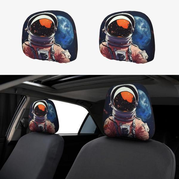【並行輸入品】FHEBNDS Cool Man in Outer Space Galaxy Car Headrest Cover 2 Pcs