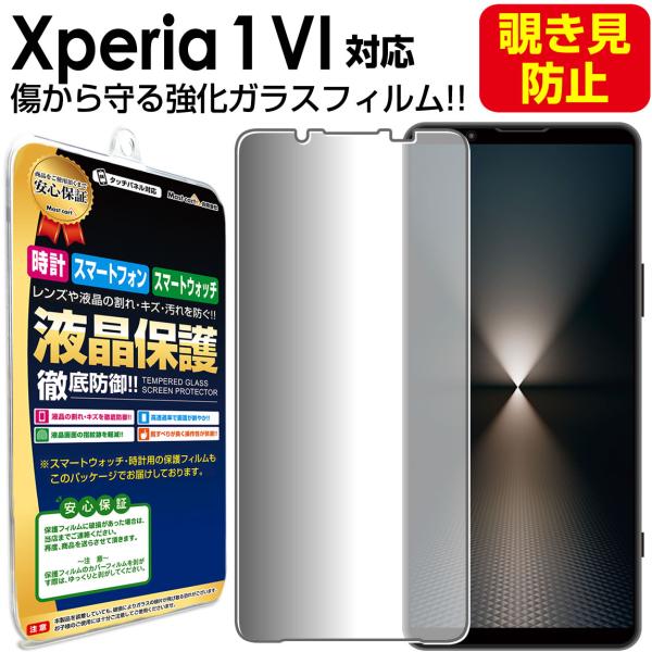 覗き見防止 Xperia 1 VI ガラス フィルム 保護フィルム Xperia1VI エクスペリア 1 VI SO-51E 液晶 のぞき 覗き 覗き見 プライバシー シート 画面 カバー