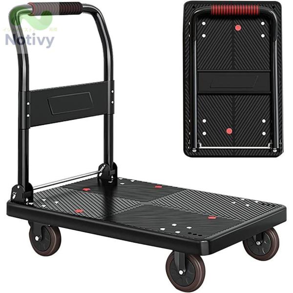 キャリーカート 台車 折りたたみ 軽量 運搬台車 72×47cm 90x60cm 大天板 荷台車 大型 荷物台車 耐荷重 300kg 手押し車 耐摩耗性ミュートラバーホイール コンパ