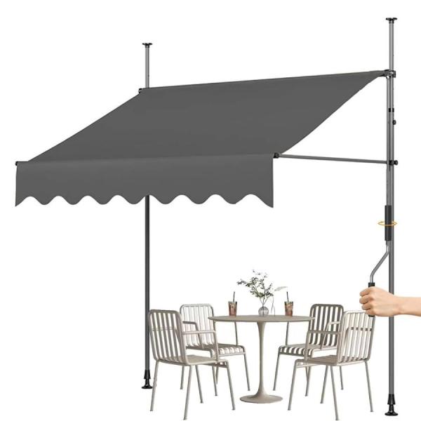 オーニング つっぱり式 オーニングテント 伸縮タイプ 日よけ 巻き取り式 サンシェード 幅2m/2.5m/3m/3.5m/4m 工事不要 角度 高さの調節が可能 サンシェードとし