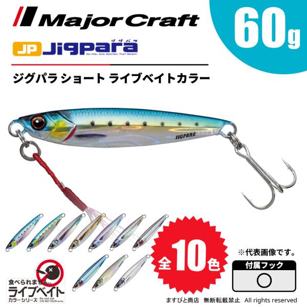 他サイト： メジャークラフト ジグパラ ショート 60g ライブベイトカラー JPS-60L 飛脚ゆうパケットの商品画像