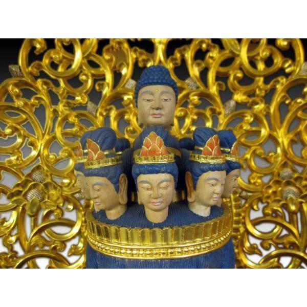 十一面観音 菩薩 高さ2m21cm 立像 截金彩色 光背金箔仕上 木彫 仏像