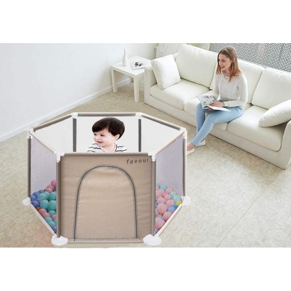 Favour ベビーサークル 折りたたみ サークル ベビー 赤ちゃん 安全 フェンス 六角形 洗えるソフトベビーサークル ベージュ Texascashandpawn Com