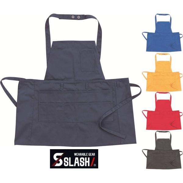 SLASH エプロン ショート メンズ レディース 胸付き ガーデニングやDIY