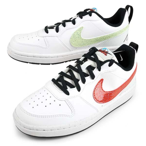 ナイキ NIKE COURT BOROUGH LOW WIN(GS) IR1530-100 コート ボロ― ロー ウイン アシンメトリーカラーホワイト スニーカー 通勤通学 運動靴 ジュニア/レディース