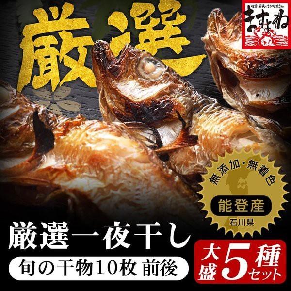 同梱不可 シニア 国産 日本海 干物 北陸 石川県 能登のその時期の旬魚干物5種 計10枚前後 無添加 熟成一夜干し 開き干し 干物福袋 冷凍便 送料無料 越前かに問屋ますよね公式ショップ 通販 Paypayモール