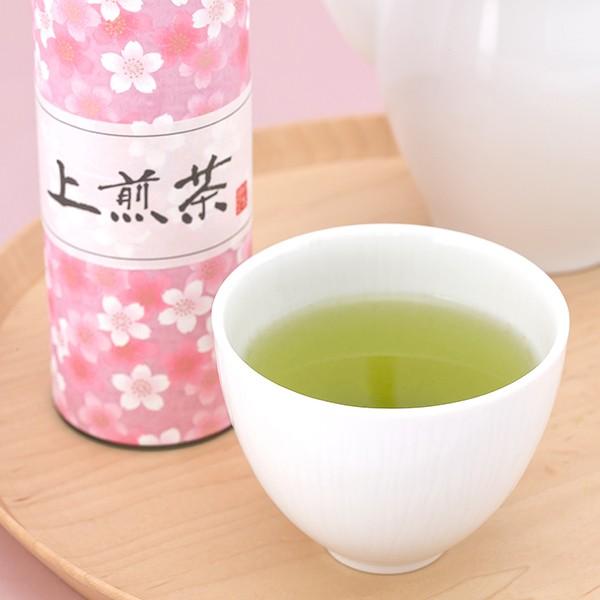 上煎茶 桜細長100ｇ缶入 クリアカートン入 春限定缶　お中元 お茶 緑茶 煎茶 日本茶 プレゼント 贈り物 ギフト お取り寄せ お土産 帰省土産 クリスマス