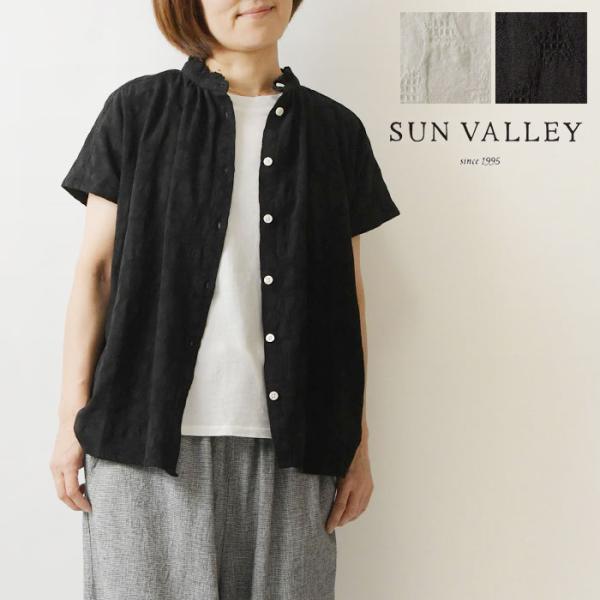 10%OFFクーポン ブラウス レディース SUN VALLEY サンバレー コットン 花柄 ワッフル ジャガード フリル ブラウス sk5047262 春 夏 シャツ 半袖 60代 40代 50代