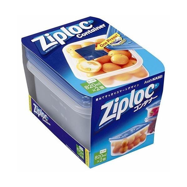 (送料無料)(まとめ買い・ケース販売)ジップロック コンテナー 長方形（820mL）（2個入）（24個セット）/ 旭化成
