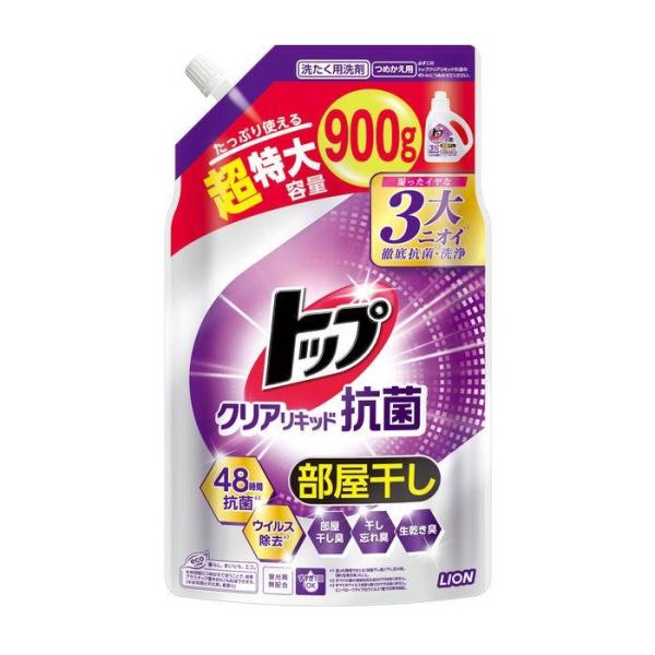 トップ クリアリキッド抗菌 詰替え 超特大（900ｇ）衣料用洗剤/ ライオン