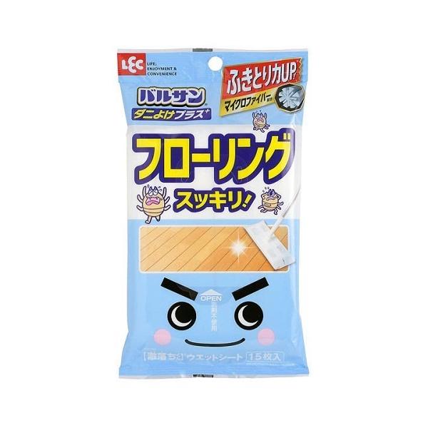 激落ちくん シート床用 ダニよけプラス フローリング ウェットシート バルサン(15枚)【激落ちくん】[フローリングワイパー 掃除用品 用具 リビング 玄関]