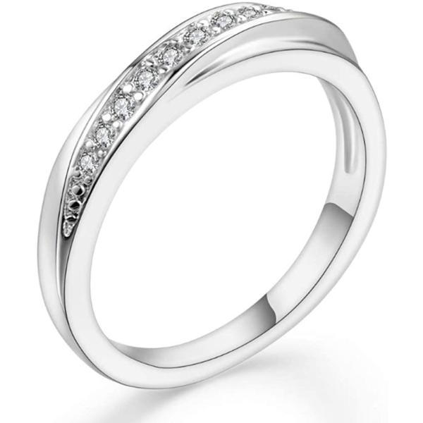 休日限定 Acefeel（エスフィール）18K white goldコーティング 指輪 レディース 1粒CZダイヤ クリスタル 水晶 シルバー