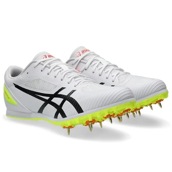 アシックス　ヒートフラット１２　HEATFLAT 12　1093A195-101　陸上スパイク　WHITE/SAFETY YELLOW　【100m?1500m/ハードル/跳躍種目】