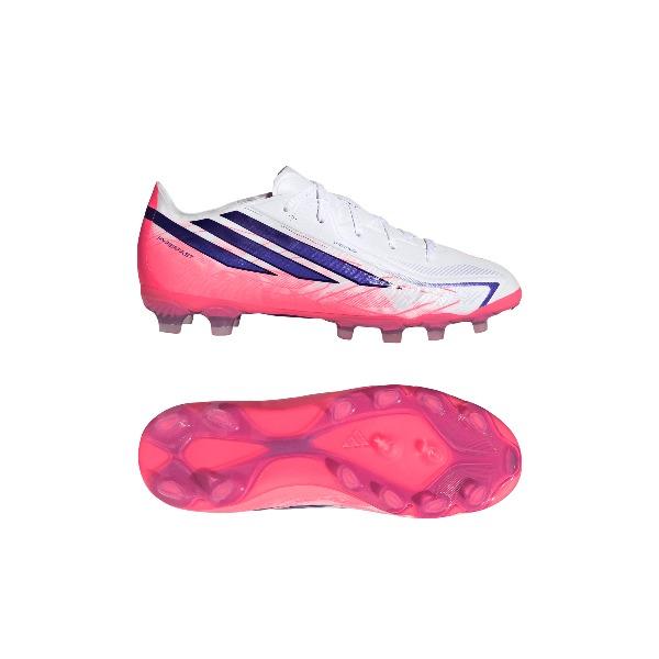 アディダス adidas 子供用 F50 HYPERFAST/ハイパーファスト ELITE HG/MG J KH8263 ジュニアサッカースパイク(土/人工芝) ホワイト／パープル／ソーラーターボ