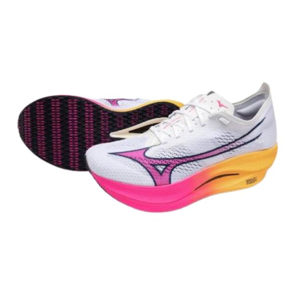 ミズノ　ウエーブリベリオンプロ LOW　W.REBELLION PRO LOW　U1GD254311　ランニングシューズ　11：ホワイト×ピンク×オレンジ