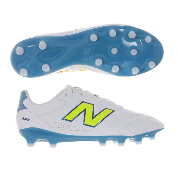 ニューバランス NewBalance 442 Team HG/AG V3 U43H74A2E サッカースパイク 2E(標準幅〜幅広) ホワイト×アルカリグリーン(イエロー/ブルー)