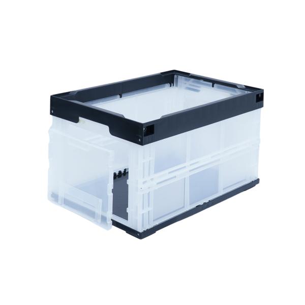 松本産業 折りたたみコンテナ 50L 2面扉付き ブラック / クリア