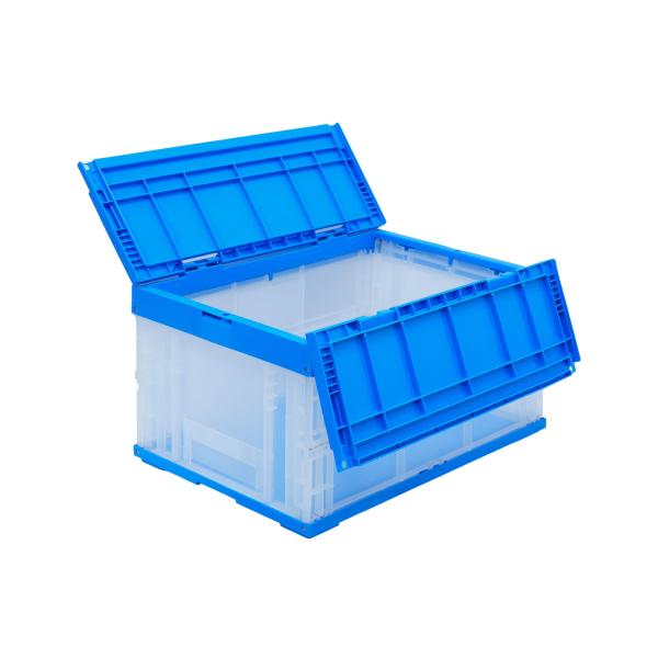 松本産業 折りたたみコンテナ フタ付き 40L ブルー / クリア ( F40BBC