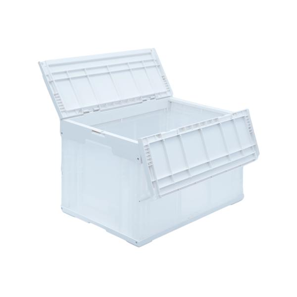 松本産業 折りたたみコンテナ フタ付き 50L ホワイト / クリア