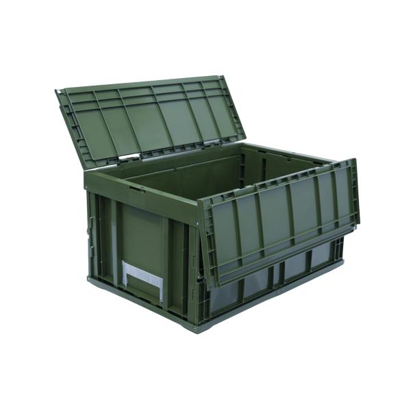 松本産業 折りたたみコンテナ フタ付き 75L カーキ ( F75G ) カード