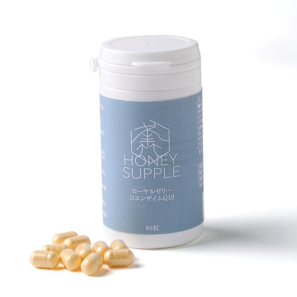内容量    90粒原材料    乾燥ローヤルゼリー粉末・ゼラチン・コーンスターチ・コエンザイムQ10・ショ糖脂肪酸エステル賞味期限    24ヶ月保存方法    直射日光、高温多湿を避け常温で保存してください。