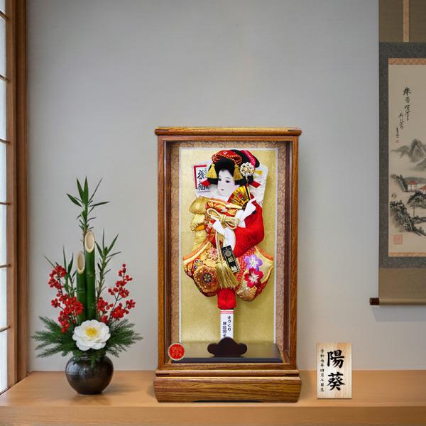 羽子板 お祝い おしゃれ 初正月 ミニ コンパクト 13号 花振袖金駒刺繍