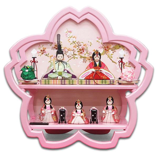 雛人形 おしゃれ コンパクト 木目込み人形 もも雛 こまち 桜型 パールピンク 可愛い ひな人形 Mar 人形の松川 通販 Yahoo ショッピング